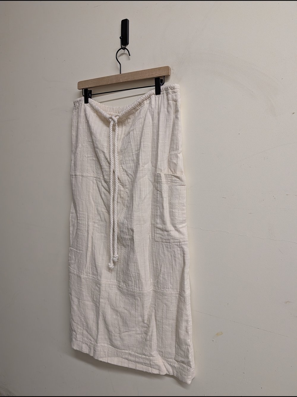 Free People Linen-Blend Drawstring Midi Skirt in Cream New With Tags Large - Picture 4 of 6